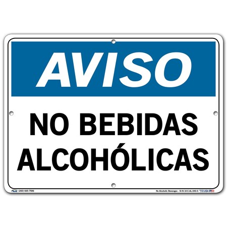 Vestil Aluminum Sign, 10-1/2" Height, 14-1/2" Width, Aluminum, Rectangle, Spanish SI-N-14-C-AL-040-S